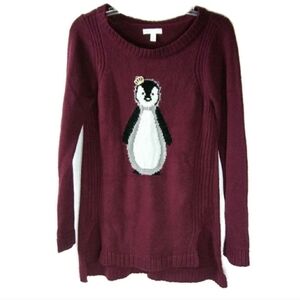 LC LAUREN CONRAD Marron Penguin Knit Sweater